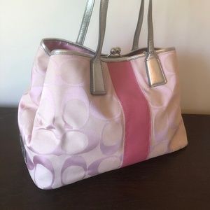 Coach Hand Bag Jacquard Pink D1071-F13533